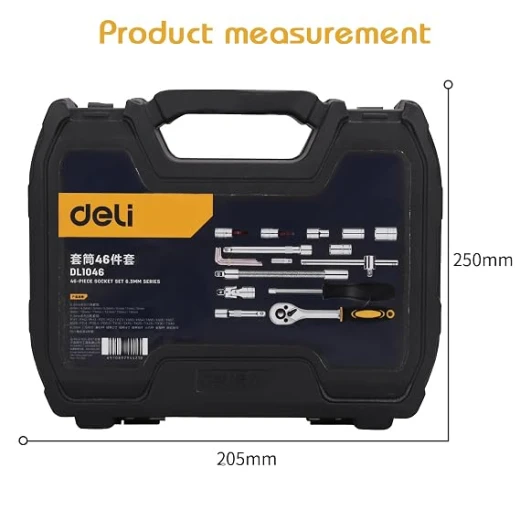 طقم مفاتيح ديلى 45 قطعة 1/4 بوصة من فولاذ CRV لإصلاح السيارات - ديلي - Image 3