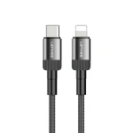 كابل لينيس LC-546 TC-TC بقوة 27 واط غير قابل للكسر من نوع Type-C إلى Lightning بطول 1.2 متر باللون الرمادي مع دعم Power Delivery وشحن سريع 3 أمبير - لينيس