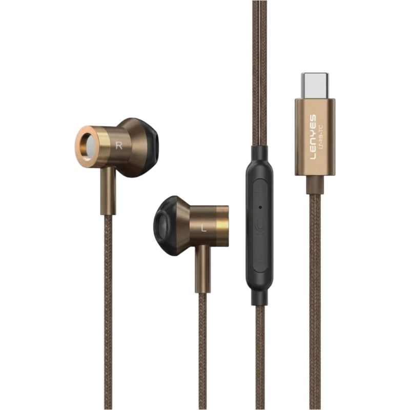 سماعات لينيس LF106 سلكية بمنفذ Type-C مع مشغلات Hi-Fi 14 مم وميكروفون مدمج وكابل مقاوم للتشابك بطول 1.2 متر بتصميم مريح وخفيف الوزن - لينيس