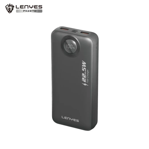 باور بانك لينيس موديل PX287D سعة 20000 مللي أمبير شحن سريع 22.5 واط مع كابلات مدمجة Type-C و Lightning وشاشة رقمية ذكية باور بانك لينيس موديل PX287D سعة 20000 مللي أمبير شحن سريع 22.5 واط مع كابلات مدمجة Type-C و Lightning وشاشة رقمية ذكية