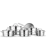 Korkmaz Alfa Astron A2051 – 11-Piece Polished Stainless Steel Cookware Set for Everyday Cooking - Korkmaz