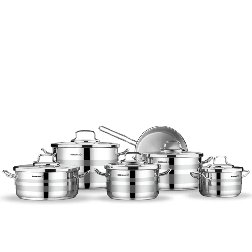 Korkmaz Alfa Astron A2051 – 11-Piece Polished Stainless Steel Cookware Set for Everyday Cooking Korkmaz Alfa Astron A2051 – 11-Piece Polished Stainless Steel Cookware Set for Everyday Cooking