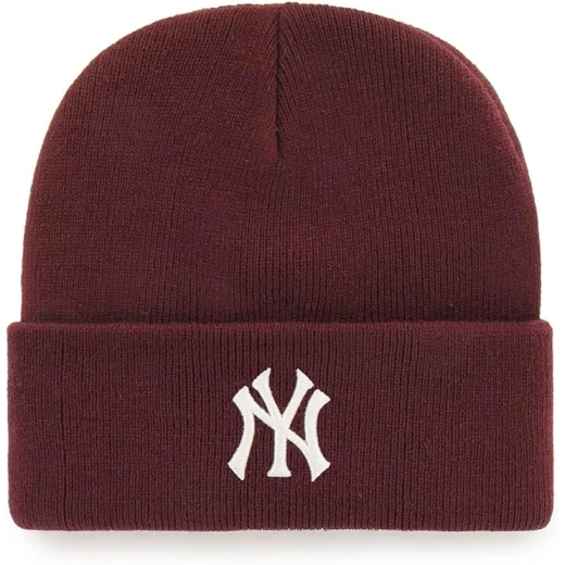 قبعة شتوية محبوكة 47 MLB NY Yankees Haymaker Cuff Knit بلون خمري