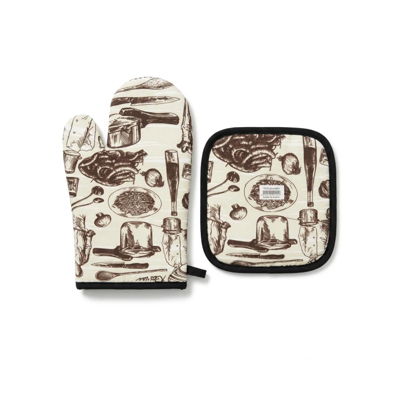 Heat Resistant Oven Mitt and Pot Holder Set with Colorful Vegetable Print Kitchen Cooking Baking BBQ Gloves Protective Padded Oven Glove and Hot Pad for Safe Handling of Hot Cookware - Kitchen house