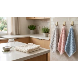 Premium Kitchen Towel 60x40 cm Ultra Absorbent Soft Microfiber Blend Polyester Cotton Cleaning Cloth for Daily Use Quick Dry Durable Multi Purpose Dish Drying Cloth Random Color Single Piece Home Kitchen