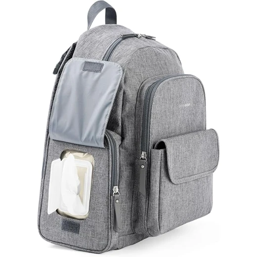 Skip Hop Luna Diaper Backpack Heather Grey Large Capacity Travel Bag with Changing Pad and Stroller Straps - Skip Hop - Image 4