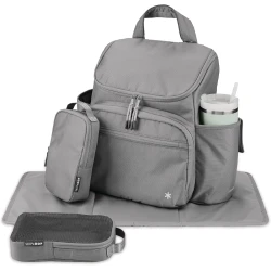 Skip Hop Forma Next Backpack Diaper Bag Grey with Insulated and Mesh Packing Cubes for Travel and Everyday Use