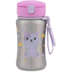 Skip Hop Toddler Stainless Steel Straw Bottle Besties Squad Cat 12 oz BPA-Free Insulated for On-the-Go Adventures