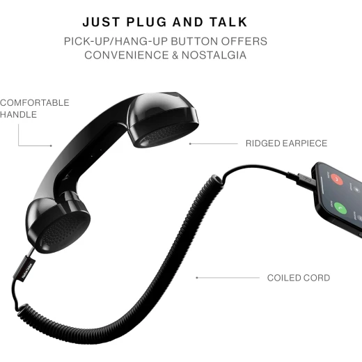 Native Union Pop Phone Retro Telephone Handset with USB-C for iPhone iPad Laptop Tablet Samsung Devices Black - Native Union - Image 2