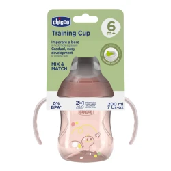 Chicco Training Cup 6 Months Plus Pink BPA Free Easy Sip Valve Ergonomic Spout 200 ml Capacity