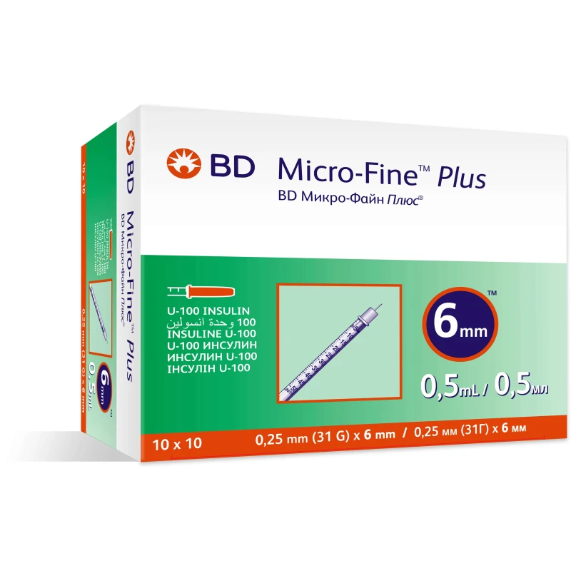حقن الأنسولين BD Micro-Fine Plus 0.5 مل عبوة من 10 لإدارة مرض السكري بدون ألم