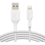 كابل بيلكن بوست تشارج المجدول من لايتنينج إلى USB-A أبيض بطول 2 متر معتمد من MFi لأجهزة آيفون وآيباد وآيربودز للشحن السريع ومزامنة البيانات - بيلكين