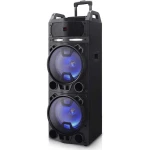 مكبر صوت ترولي Aiwa KBTUS-900 بتقنية بلوتوث مع 2 ميكروفون لاسلكي وجهاز تحكم عن بعد، أسود، ارتفاع 120 سم - ايوا