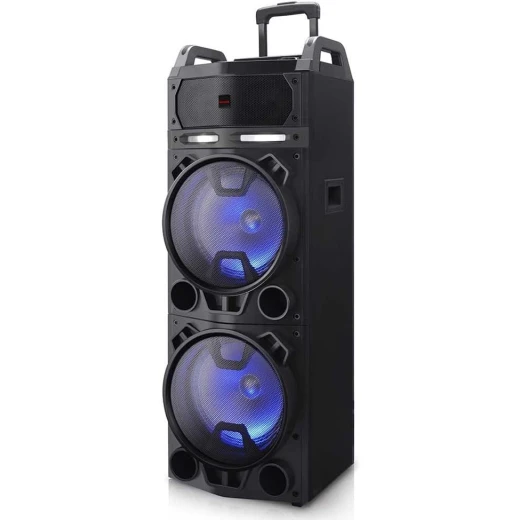 مكبر صوت ترولي Aiwa KBTUS-900 بتقنية بلوتوث مع 2 ميكروفون لاسلكي وجهاز تحكم عن بعد، أسود، ارتفاع 120 سم مكبر صوت ترولي Aiwa KBTUS-900 بتقنية بلوتوث مع 2 ميكروفون لاسلكي وجهاز تحكم عن بعد، أسود، ارتفاع 120 سم