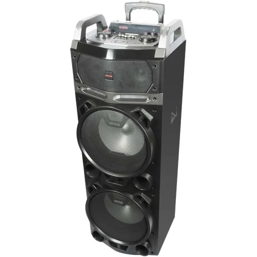 مكبر صوت ترولي Aiwa KBTUS-900 بتقنية بلوتوث مع 2 ميكروفون لاسلكي وجهاز تحكم عن بعد، أسود، ارتفاع 120 سم - ايوا - Image 6