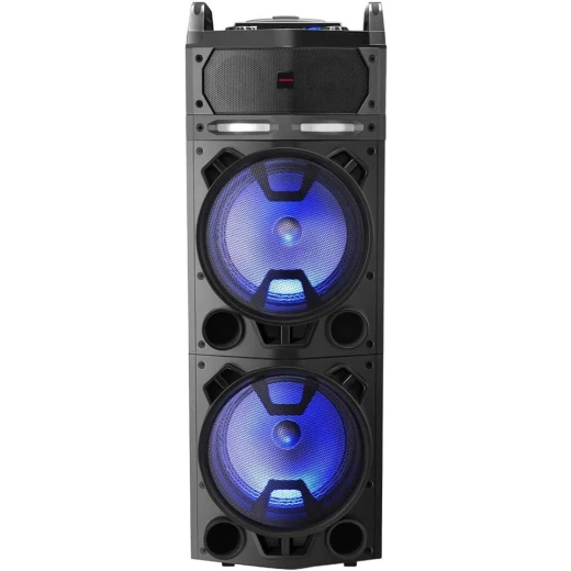 مكبر صوت ترولي Aiwa KBTUS-900 بتقنية بلوتوث مع 2 ميكروفون لاسلكي وجهاز تحكم عن بعد، أسود، ارتفاع 120 سم - ايوا - Image 5