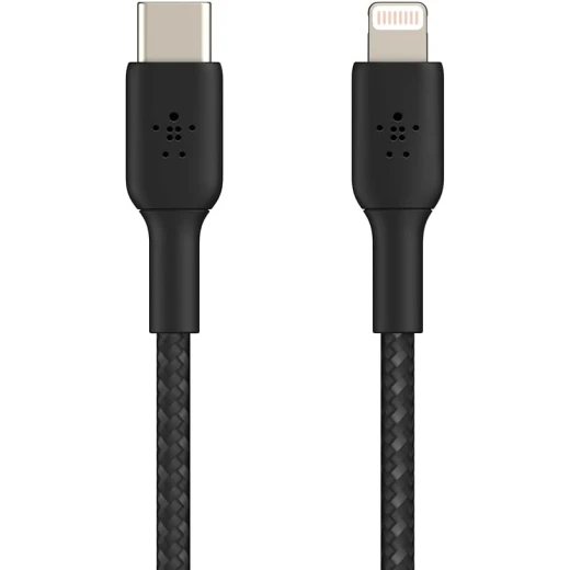 كيبل بيلكن بوست تشارج مضفر من النايلون USB C إلى لايتنينج بطول 2 متر أسود معتمد MFi بقوة 18 واط لتوصيل الطاقة وشحن سريع للايفون 14 و 13 - بيلكين - Image 3