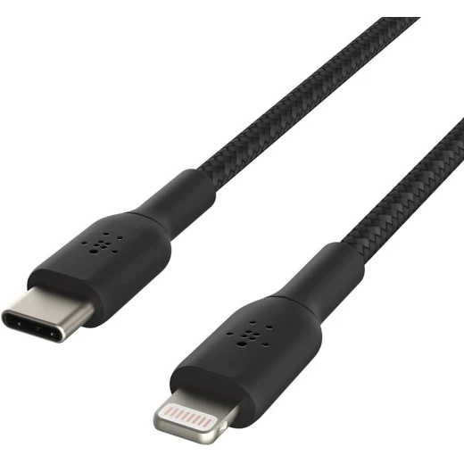 كيبل بيلكن بوست تشارج مضفر من النايلون USB C إلى لايتنينج بطول 2 متر أسود معتمد MFi بقوة 18 واط لتوصيل الطاقة وشحن سريع للايفون 14 و 13 - بيلكين - Image 2