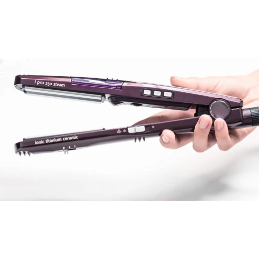 مكواة فرد الشعر بالبخار BaByliss iPro 230، جاف ورطب، تيتانيوم سيراميك 230 درجة مئوية ST395E للشعر الكثيف والمجعد والطويل والتالف - بيبي ليس - Image 2
