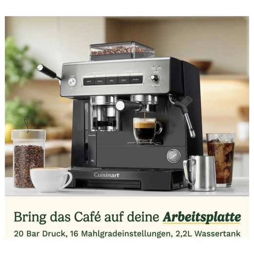 ماكينة إسبريسو كويزنارت Espresso Bar Grind & Brew مع مطحنة مدمجة و16 إعدادًا للطحن، لتحضير مشروبات ساخنة أو باردة بجودة المقاهي - كويزنارت - Image 9