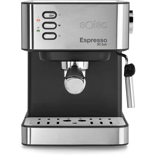 SOLAC CE4481 Espresso Machine 20 Bar, 2-in-1 Coffee Maker for Pods and Ground Coffee, Stainless Steel Design, Black Color, with Powerful Pressure for Rich Espresso and Easy Brewing - SOLAC - Image 2