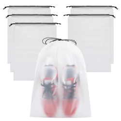 Drawstring Travel Shoe Storage Bag Dustproof Frosted Organizer 16 x 20 cm