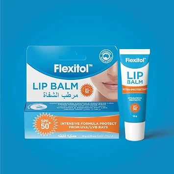 مرطب شفاه فليكسيتول بعامل حماية من الشمس SPF50+، 10 غرام، يغذي ويرطب الشفاه الجافة. يوفر حماية عالية من الأشعة فوق البنفسجية UVA وUVB، تم اختباره من قبل أطباء الجلدية، مناسب لجميع أنواع البشرة. مرطب شفاه فليكسيتول بعامل حماية من الشمس SPF50+، 10 غرام، يغذي ويرطب الشفاه الجافة. يوفر حماية عالية من الأشعة فوق البنفسجية UVA وUVB، تم اختباره من قبل أطباء الجلدية، مناسب لجميع أنواع البشرة.