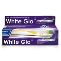 White Glo Extra Strength whitening Toothpaste 100ml Plus Toothbrush & flosser