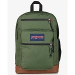 حقيبة ظهر JanSport Cool Student بلون كارغو جرين، مصنوعة من البوليستر 100%، سعة 34 لتر، تصميم واسع وعملي - جان سبورت