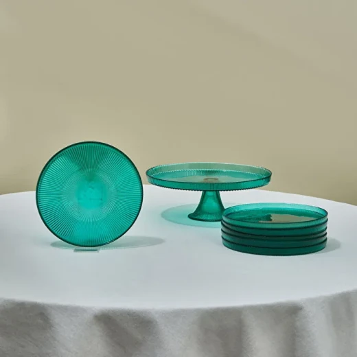 طقم كيك وحلويات كاراجا ماسيمو 7 قطع، يتضمن حامل كيك بقاعدة مرتفعة و6 أطباق تقديم، تصميم أنيق للتقديم في المناسبات والاستخدام اليومي طقم كيك وحلويات كاراجا ماسيمو 7 قطع، يتضمن حامل كيك بقاعدة مرتفعة و6 أطباق تقديم، تصميم أنيق للتقديم في المناسبات والاستخدام اليومي