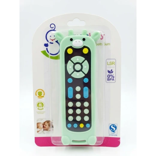 Smart Baby Green Silicone Baby Teether made from BPA-Free Food-Grade Silicone, Remote Control Design, Helps Soothe Teething Pain and Massage Gums