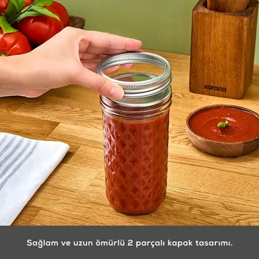 برطمان كاراجا × رفيقة بدون عنق سعة 650 مل، مصنوع من زجاج عالي الجودة وخالٍ من BPA، مناسب لحفظ المربى والمخللات والصلصات والزيتون والأطعمة المنزلية - كراجا - Image 3