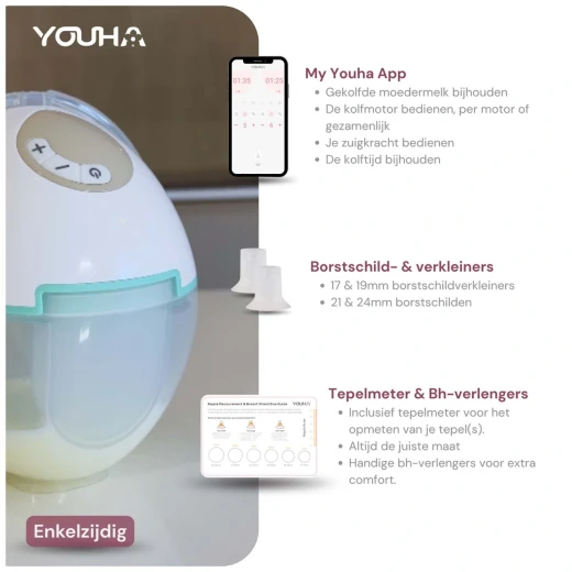 Youha Evera مضخة حليب الثدي لاسلكية بدون استخدام اليدين مع تطبيق ذكي مريحة وسهلة الارتداء تصميم هادئ وخفيف يدعم جلسات شفط مريحة للاستخدام اليومي - يوها - Image 9