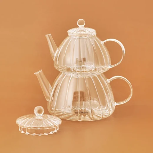 إبريق شاي كاراجا لوري زجاج بوروسيليكات 0.6 و1.2 لتر، طقم شاي زجاجي أنيق لتحضير شاي صحي ولذيذ إبريق شاي كاراجا لوري زجاج بوروسيليكات 0.6 و1.2 لتر، طقم شاي زجاجي أنيق لتحضير شاي صحي ولذيذ
