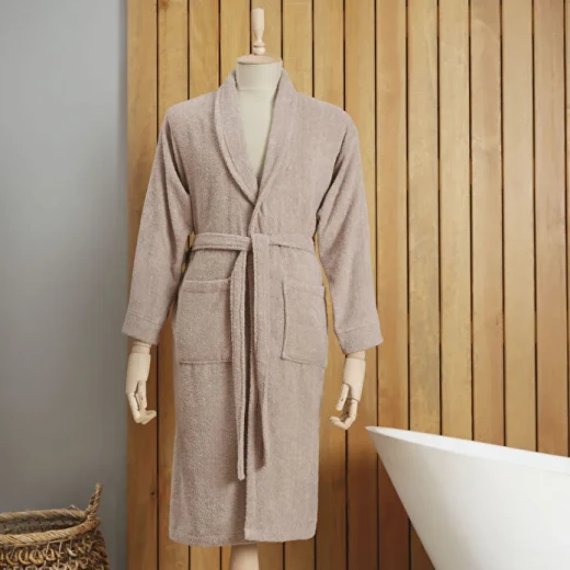 Karaca Home Dielle Beige Recycle Women Bathrobe S/M – Soft Cotton Blend Robe for Home Comfort