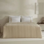 طقم بيكيه سرير مزدوج كاراجا هوم ديليسا كريمي، بيكيه قطن كتان 200×220 سم مع ملاءة و2 غطاء وسادة بتصميم أنيق - كراجا