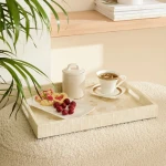 صينية ديكور كاراجا هوم كاري مقاس 45 × 35 × 4 سم – مصنوعة من الكابيز وألواح MDF بتصميم فاخر لتقديم الضيافة وتنسيق ديكور المنزل - كراجا
