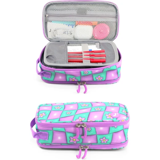 J World New York Doodle Pencil Case Puffy Flower | Large-Capacity Pouch with Handle Strap - J world - Image 5
