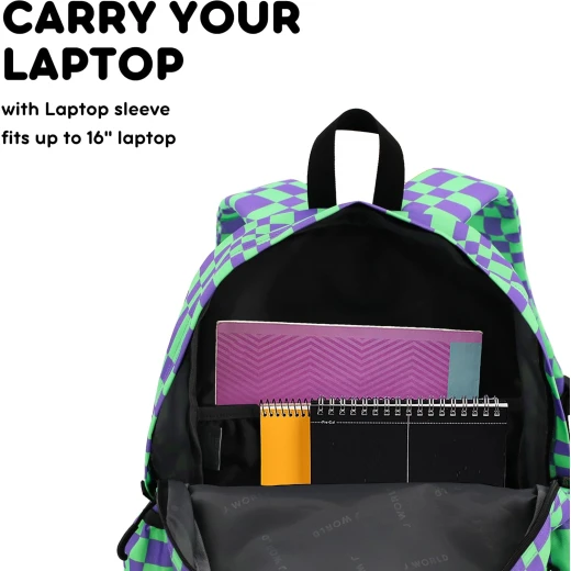 J World New York Oz Daypack Backpack Pixel Checkers | School & 15.6 Laptop Backpack - J world - Image 7