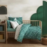 طقم غطاء لحاف للأطفال كاراجا هوم مارتي أخضر من القطن 100% مقاس 100×150 سم مع شرشف وغطاء وسادة - كراجا