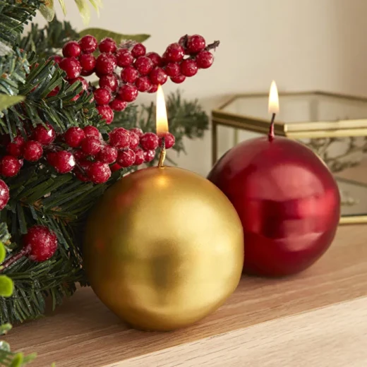 Karaca Home Red Ball Candle 7 cm – Decorative Paraffin Sphere Candle for Home Decor - karaca - Image 2