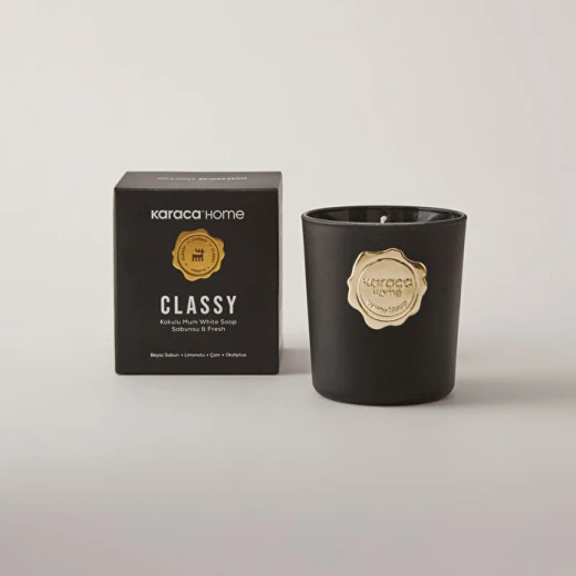 شمعة كاراجا هوم كلاسي المعطرة مع حامل زجاجي – وايت صابون (White Soap) 170 غرام - كراجا - Image 4