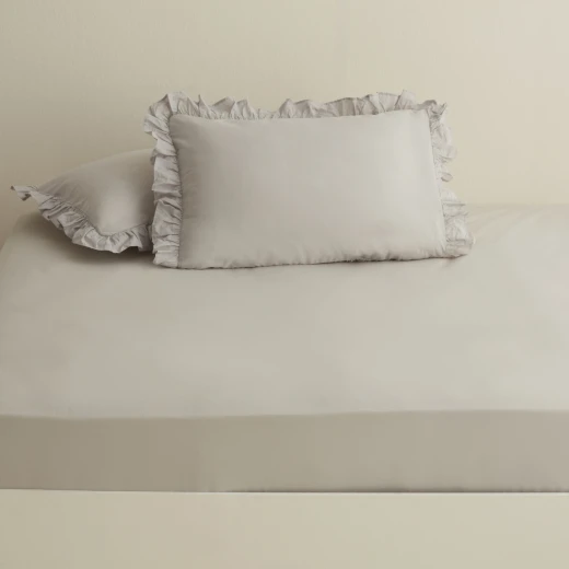 كاراتشا هوم بيسيك ملاءة سرير سادة مفردة رمادية 160×240 سم من القطن 100% ناعمة ومريحة للاستخدام اليومي
