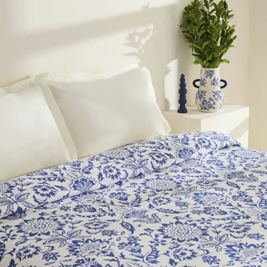 كاراتشا هوم سفين غطاء صيفي بيكيه مزدوج أزرق 200×220 سم من القطن 100% ناعم ومريح لغرف النوم - كراجا - Image 2