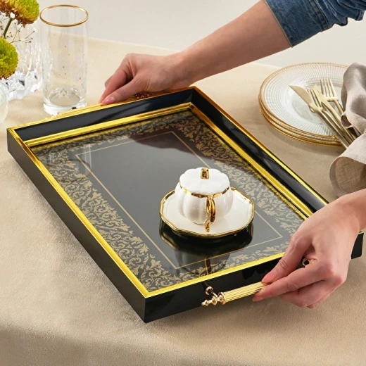 كاراتشا نازينده صينية تقديم مستطيلة 49×29 سم بتصميم أنيق وعصري لتقديم المشروبات والحلويات والضيافة - كراجا - Image 2