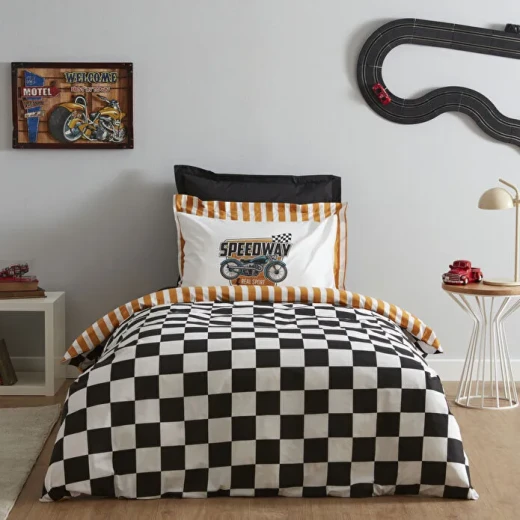 طقم غطاء لحاف كاراجا هوم يونغ سبيد واي مفرد، قطن 100%، مع شرشف مطاطي وغطاء وسادة، تصميم عصري طقم غطاء لحاف كاراجا هوم يونغ سبيد واي مفرد، قطن 100%، مع شرشف مطاطي وغطاء وسادة، تصميم عصري