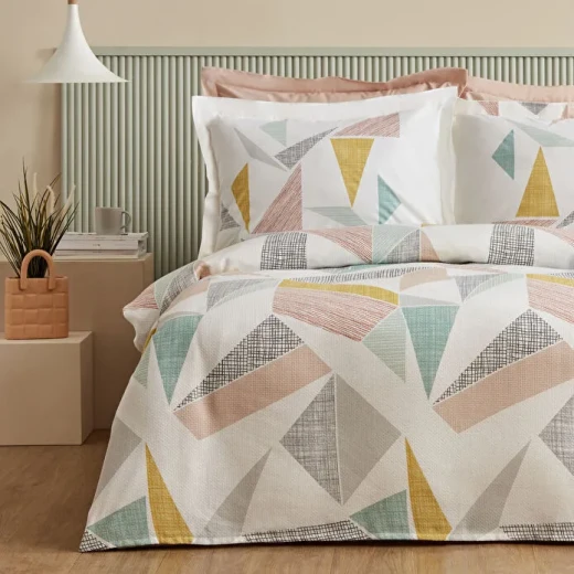 طقم غطاء سرير كاراجا هوم ليني مزدوج متعدد الألوان من القطن 100% مع مفرش 200×220 سم وملاءة و2 كيس وسادة - كراجا - Image 5
