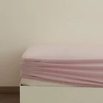 Karaca Home Basic Single Fitted Sheet 100% Cotton 100x200+30 cm Powder Color - karaca