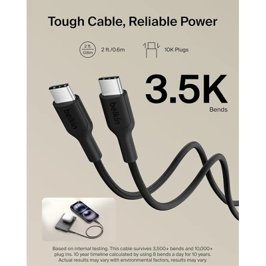 بنك طاقة مغناطيسي Belkin BoostCharge بسعة 5000 مللي أمبير مع حلقة مغناطيسية - أسود | شاحن لاسلكي محمول 5K، حلقة مغناطيسية لتركيب الملحقات، منفذ USB-C، مشحون مسبقًا، كابل مرفق، آمن للسفر - بيلكين - Image 2