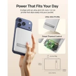 شاحن Belkin BoostCharge المحمول بتقنية Qi2 بقوة 15 واط، بنك طاقة مغناطيسي نحيف بسعة 5000 مللي أمبير مع مسند، يتضمن كابل USB-C، بطارية شحن سريع لأجهزة iPhone وAirPods وGalaxy وPixel وiPad وغيرها - أبيض - بيلكين